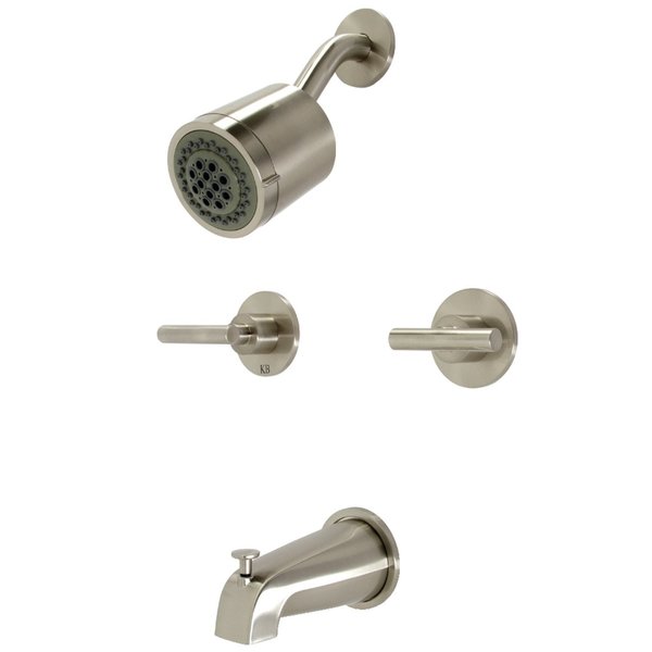 Kingston Brass KBX8148CML Two-Handle Tub and Shower Faucet, Brushed Nickel KBX8148CML